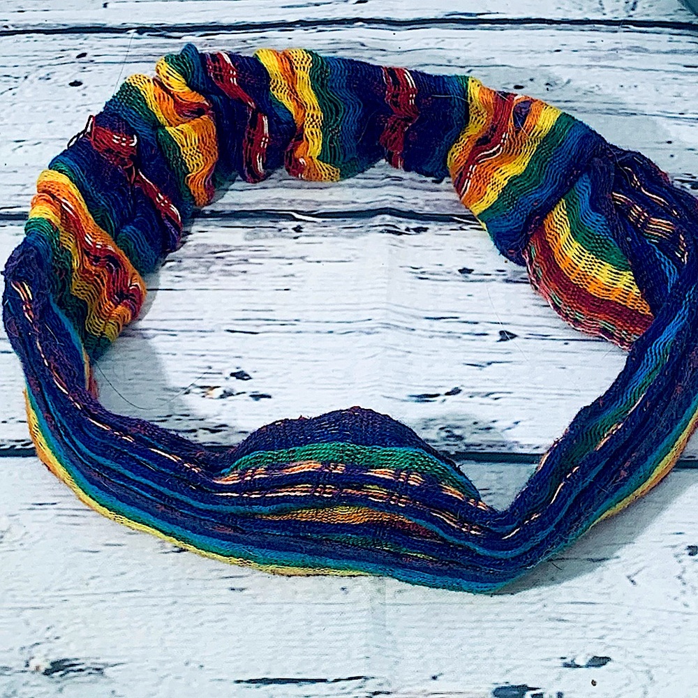 ✖️Rainbow Hippie Fabric Batik Style Headband - Picture 1 of 7